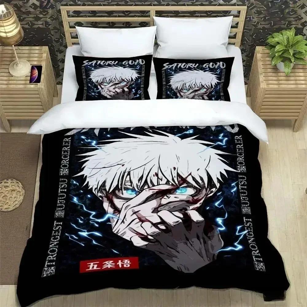 Housse de couette taie d'oreiller Literie Décoration de chambre Cadeau enfant adulte Lit simple double Grande taille Housse de couette zippée Jujutsu Kaisen 70x140cm