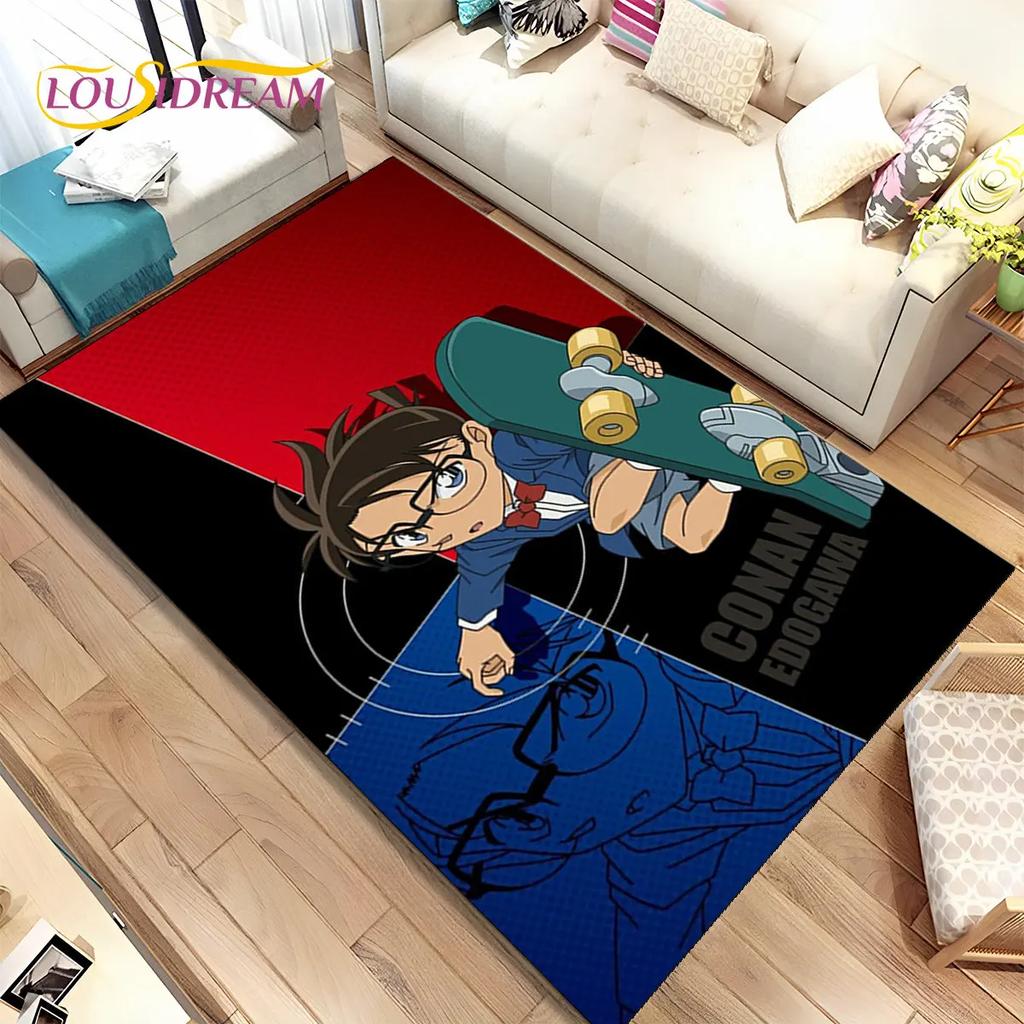 Anime Detective Conan Cartoon Area Rug Large,Carpet Rug for Living Room Bedroom Sofa Doormat Decoration,  Kid Non-slip Floor Mat