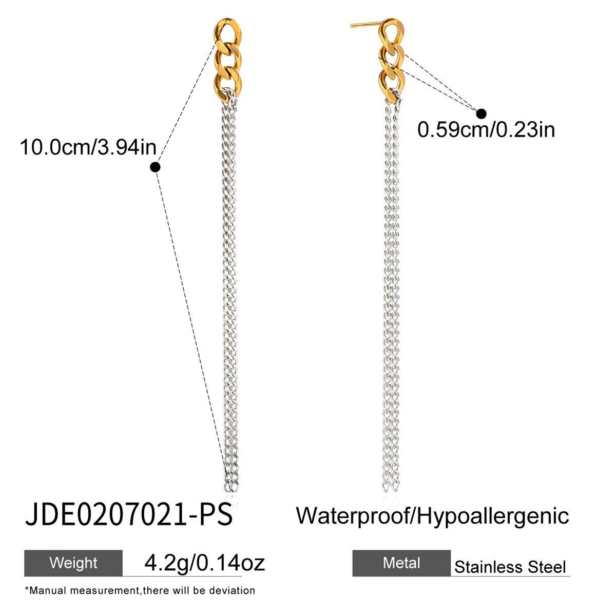 Дизайн современный минималистичный 18-каратное золото, золотой и серебряный цвет, сочетание, цепочка, серьги-кисточки, серьги