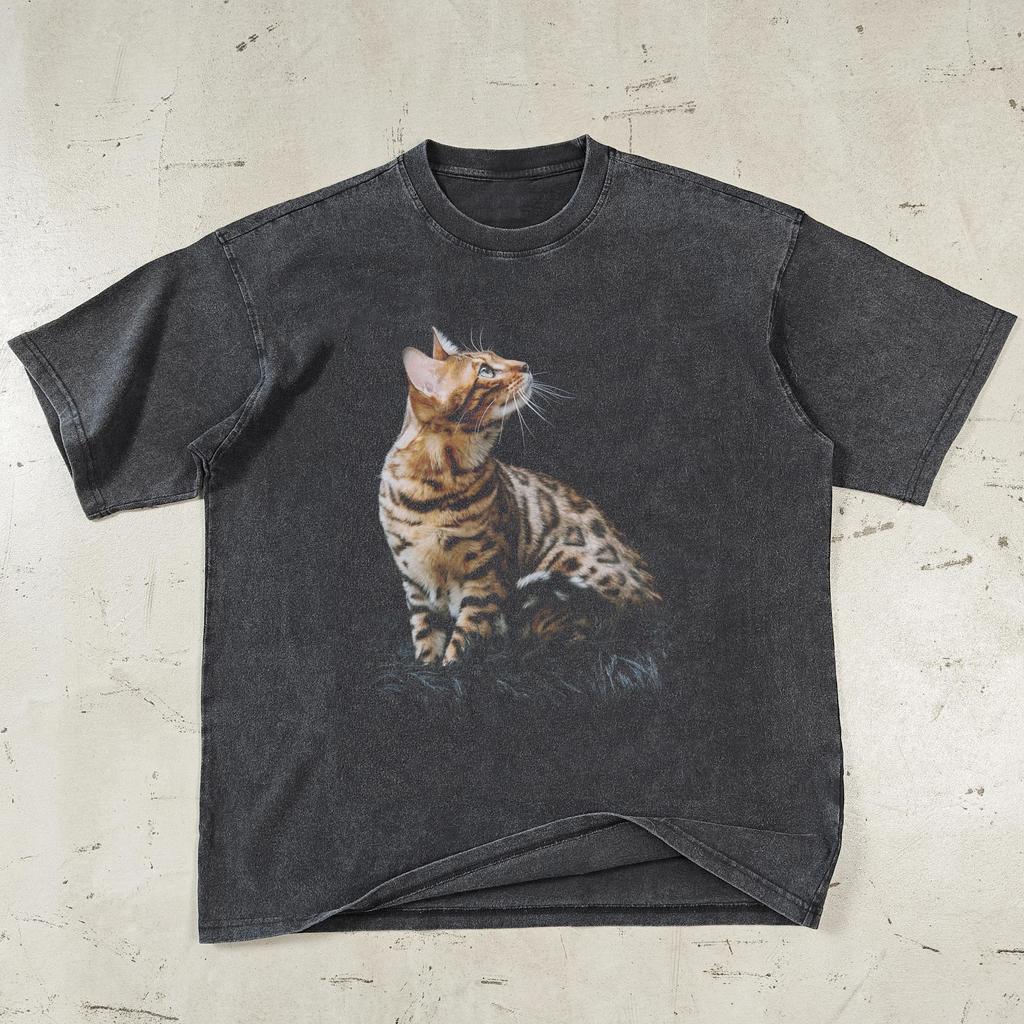 Streetwear Cat Graphic T-Shirt Cotton Tshirt Unisex Tops Tees Summer Short Sleeves T Shirt