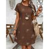 Women's Casual Geometric Print Short Sleeve A-Line Dress, Summer Boho Style