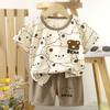 Set di Abbigliamento Estivo per Bambini Set T-shirt a Maniche Corte con Stampa di Animali Cartoni Animati Pantaloncini 2 Pezzi per Bambini e Bambine Morbido Cotone Abbigliamento Casual Quotidiano per Bambini