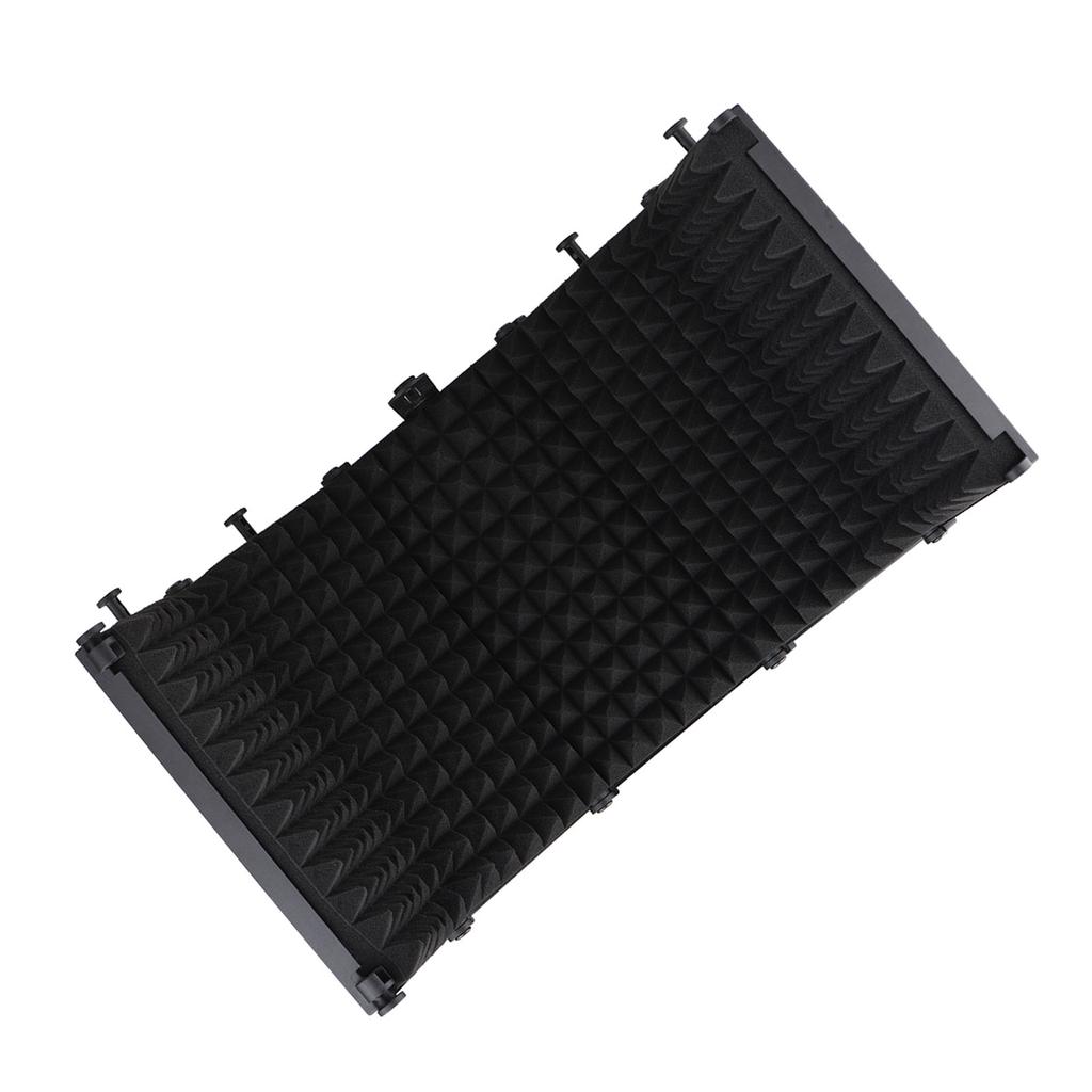 Microphone Isolation Screen Portable 5 Panel Foldable Mic Sound Absorbing Foam Reflector with Desktop Stand for Studio