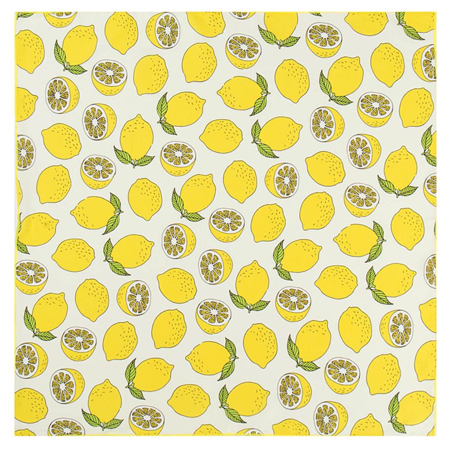 

Яркий цветной весенне-летний маленький квадратный шелковый шарф для женщин, женские шейные платки с принтом лимона, платок для волос для девочек 50X50 см