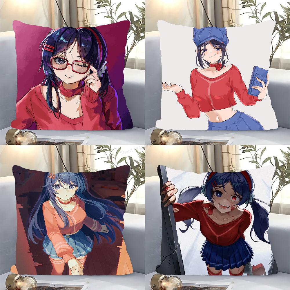 Anime Sleeping Mita Pillow Case Square Pillow Bedroom Sofa Leisure Comfort Cushion Car Living Room Home Decoration 40X40