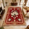 Red French Court Floral Style Living Room Carpet Home Decoration Luxury Easy Clean Soft Rug Non-slip Lint-free Coffee Tables Mat