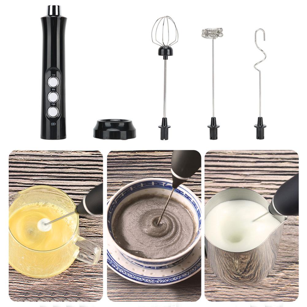 Electric Milk Frother Handheld Automatic Egg Beater Milk Shaker USB Charging
