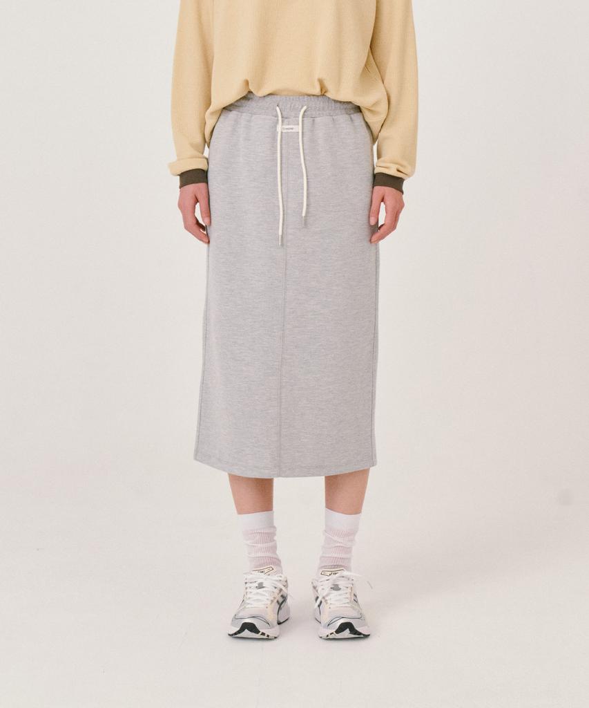 Grass Plan Basic Banding Skirt_Melange Gray