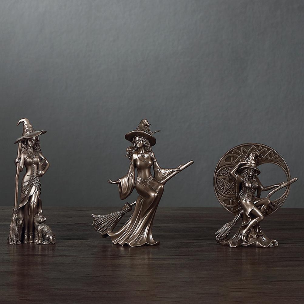 (ZH) Witch Wizard Resin Ornament, Home Decor, Witch Statue B (with Video)