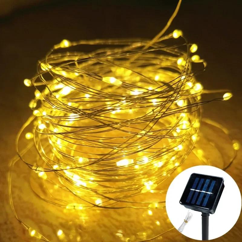 Copper Wire Outdoor Solar Light String 8 Modes for Wedding Party Home Garden Summer Decoration LED Solar Christmas Garland Lamp