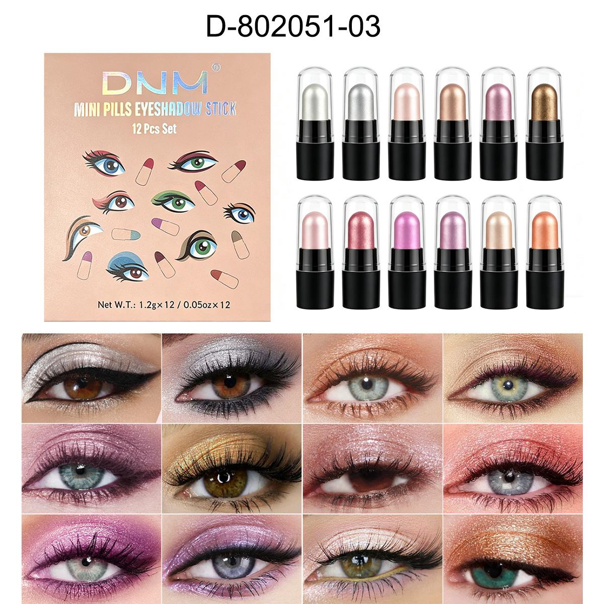 DNM 12 Make-up Set Capsule Oogschaduw Stick Duurzaam En Makkelijk Te , Parel Licht, Glanzend, En Slaaprups Verhelderend black