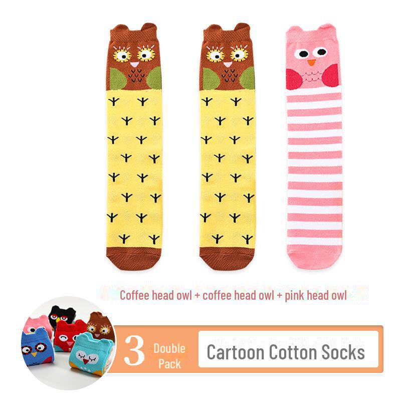 Kids' Cute Cartoon Knee-High Socks for Spring & Autumn - Mid-Tube, Long Pile Socks for Girls & Babies