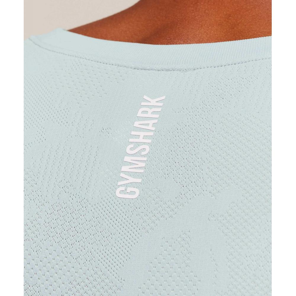 Gymshark Geo Seamless Tank Smoke Blue Soft White A6a3k Udw4