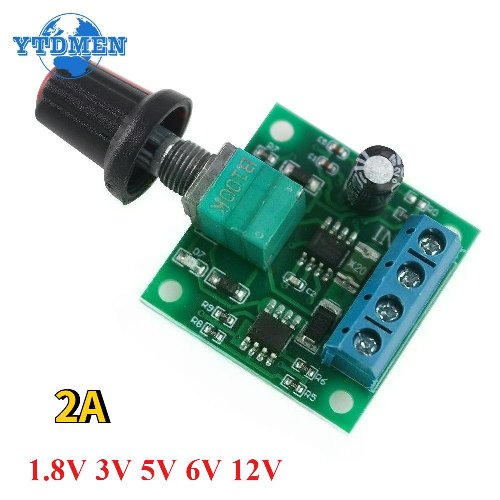 DC Motor 1.8V 3V 5V 6V 12V 2A PWM Adjustable Speed Controller Potentiometer Knob Switch Kit Control Governor Module