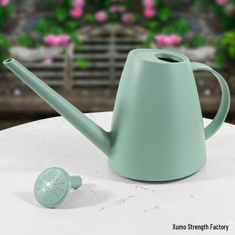 Macaron White Long Spout Watering Can: Resin, Durable, Dual-Purpose for Flowers & Vegetables.