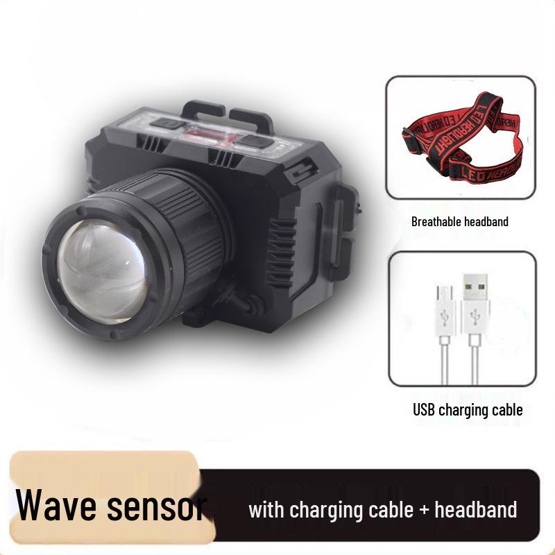 LED Long-Lasting Outdoor Headlamp: High-Lumen, Dimmable, Head-Mounted Light for Fishing and Mining.