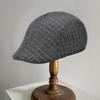 Men Beret Plaid Peaked Dome Short Brim Sweat Absorption Vintage Windproof Sun Protection Painter Hat Streetwear