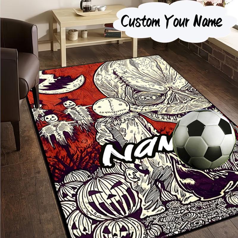 Custom Name Halloween Horror Icons Carpet, Chair Rug,Area Rug for Office Bedroom living rooms bedroom, Doormat decor Christmas fan gifts