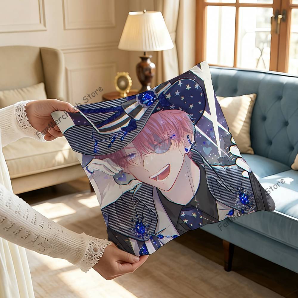 TTamon  Anime Fukuhara Pillow Covers Cartoon Sofa Decorative Home Doublesided Printing Short Plush Cute Cushion Cover