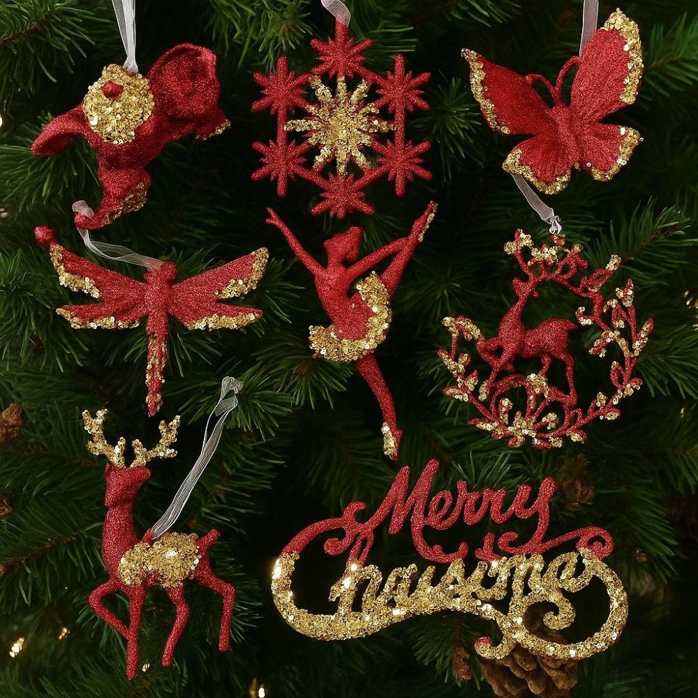 Gold Sequin Christmas Tree Pendant Butterfly Xmas Tree Pendant  Household Decor