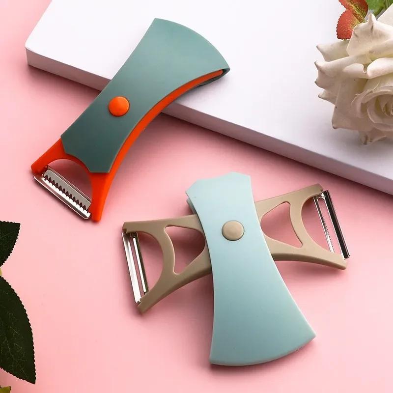 2 in1 Stainless Steel Multi-function Potato Peeler Fruit Vegetable Chopper Mini Slicer Grater Shredder Dual-purpose Peeler