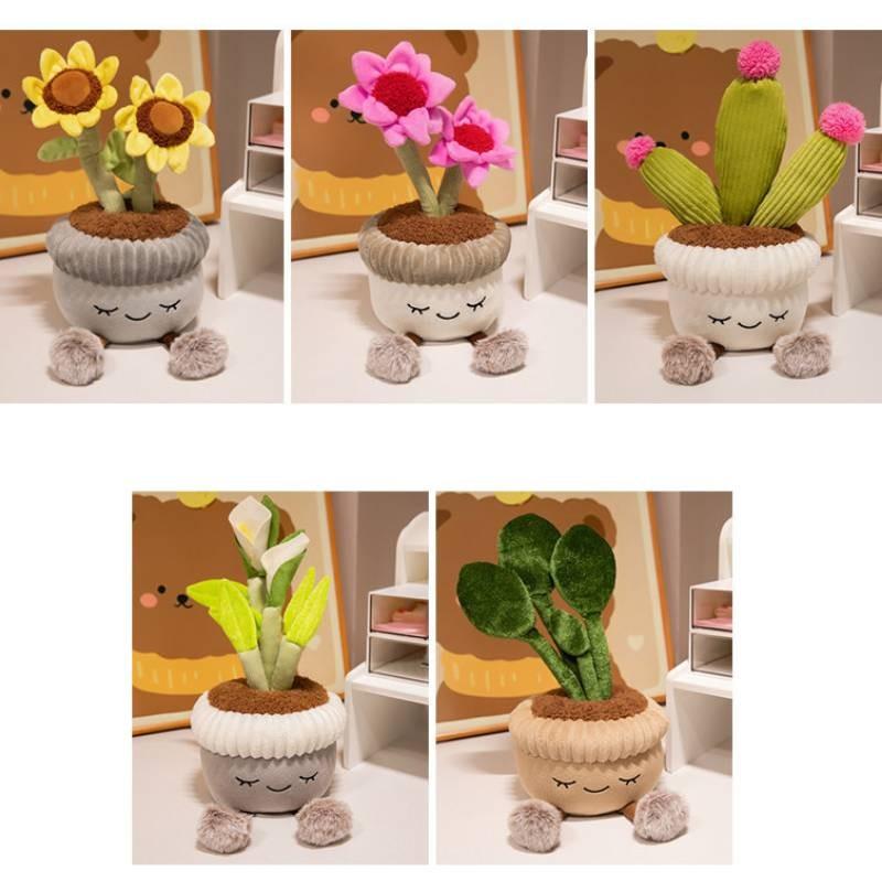 Flower Potted Plant Plush Toy Cartoon Stuffed Doll Room Decoration Gift Kids