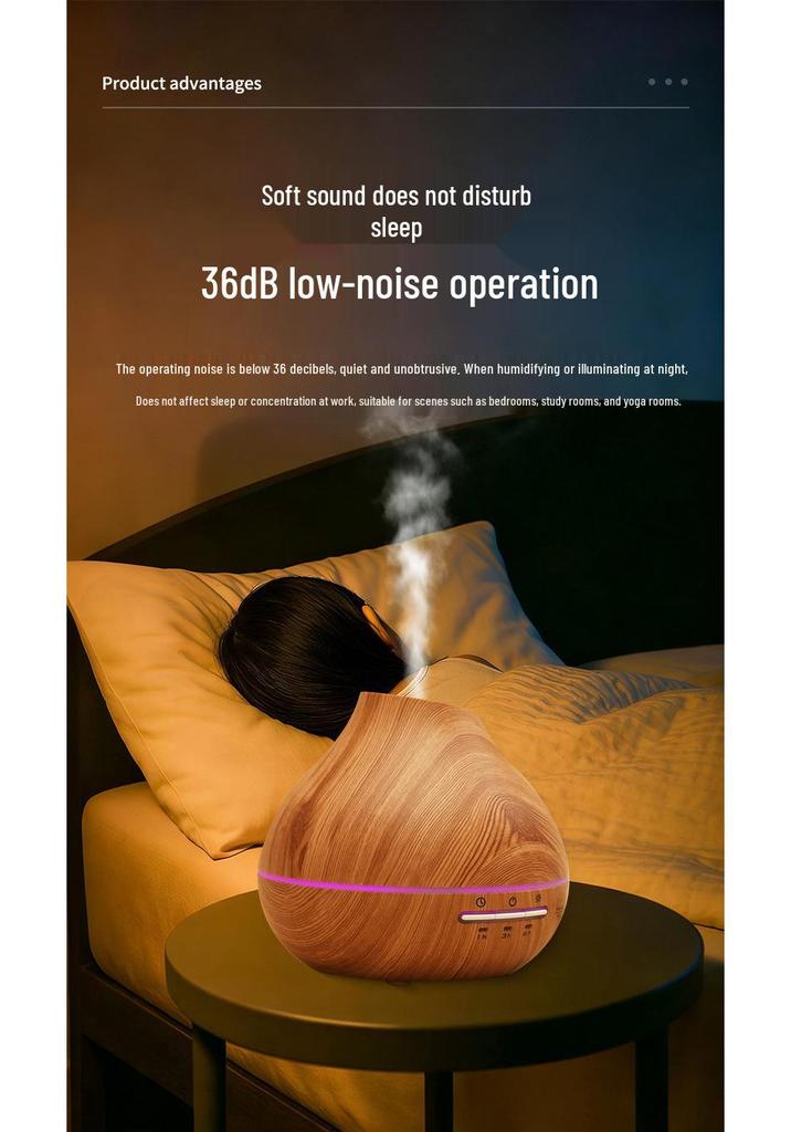 Light Wood Grain Aroma Diffuser - 500ml Automatic Spray, 7-Color Ultrasonic Humidifier