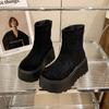 Women Leopard Flats Platform Suede Ankle Snow Boots Fashion Casual Shoes Woman Brand Winter 2025 Trend Cozy Warm Botas Mujer