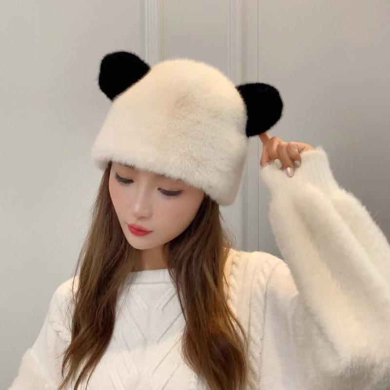 Korea Cute Bear Ears Knit Cap Autumn and Winter Warm Cute Bear Ear Earflap Hat Beanies Cap Warm Thick Winter Hat Cycling Ski Pullover Cap