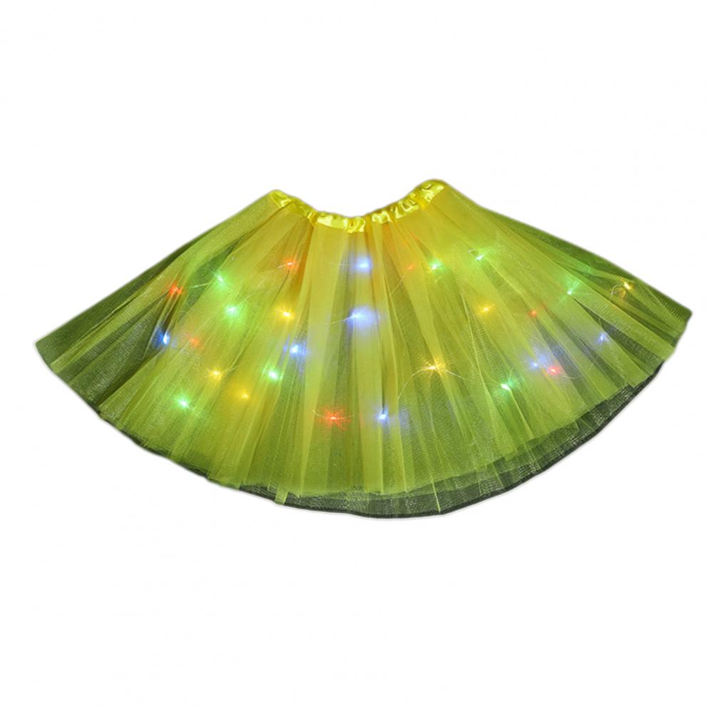 Half-length Mesh Skirt Colorful Led Light-up Mesh Skirt for Women with Elastic Waist Multi-layered Stage for Parties for Women