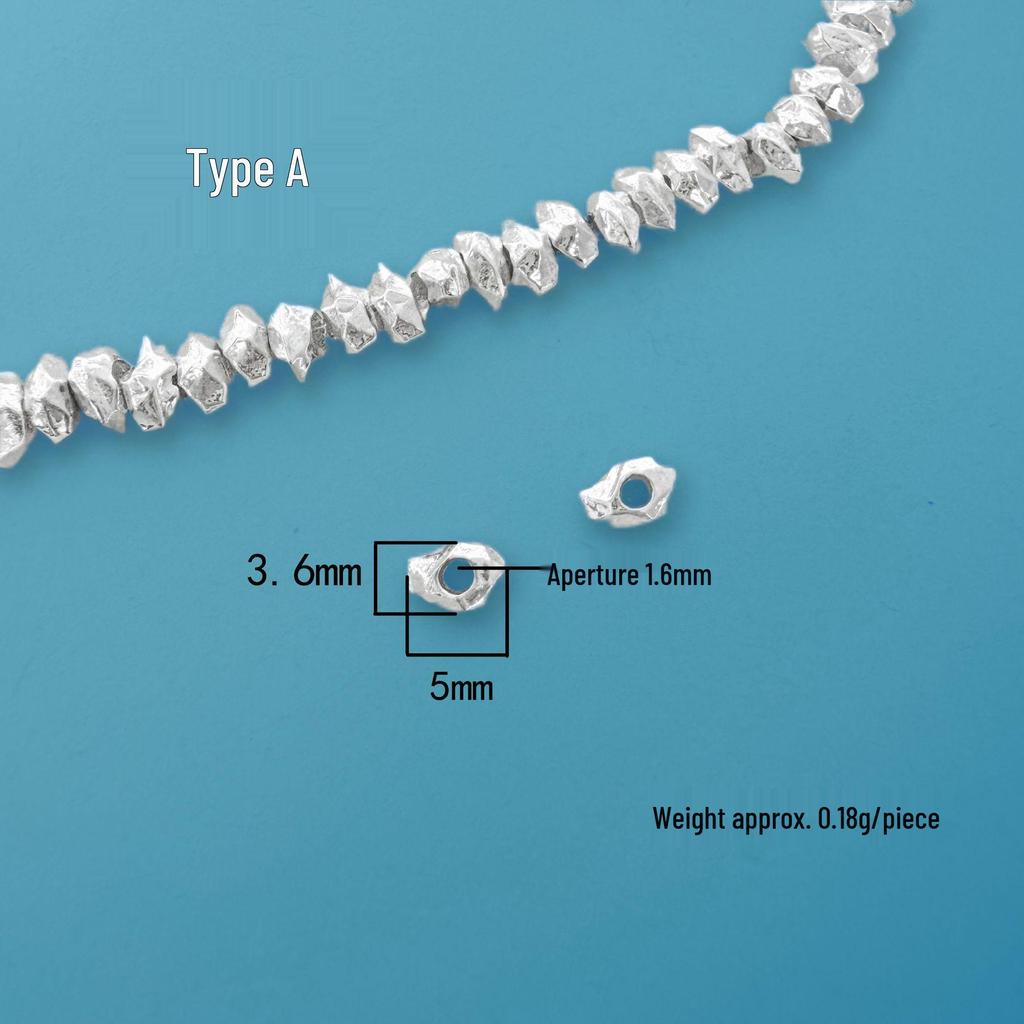 S999 Sterling Silver Irregular Spacer Beads for DIY Jewelry