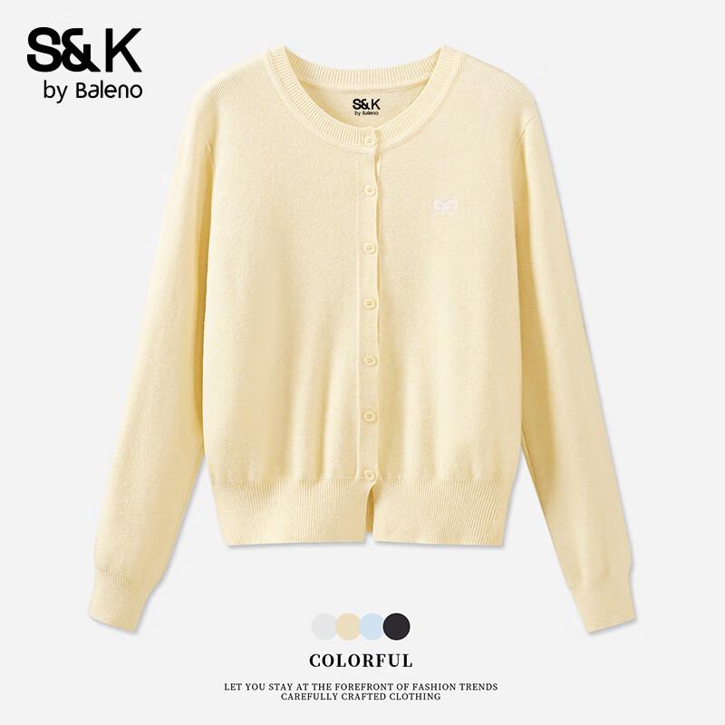 Baleno S&K Women's Embroidered Round Neck Knit Cardigan