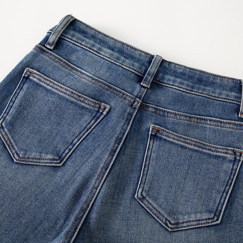 RAIN.CUN Women's High-Waist Flared Velvet-Lined Jeans