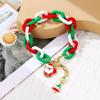 Santa Double Layer Christmas Necklace Cartoon Cartoon Pendant Bracelet Rice Beaded Chain  Festival