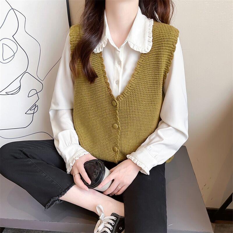 Dámská vesta Pletená vesta Dámský podzimní a zimní svetr svetr Svetr bez rukávů ležérní svetr