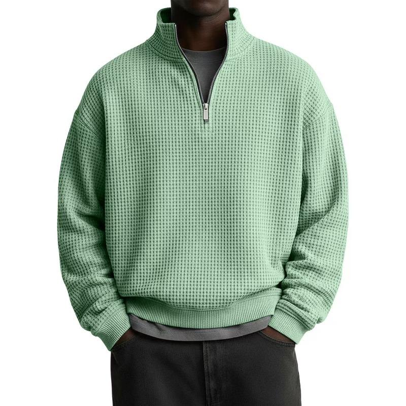 IHUASU Men's Fashion Half-high Neck Casual Solid Color Print Autumn Winter Hoodie