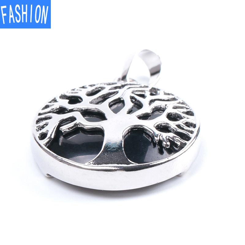 

Ожерелье с подвеской из натурального камня, круглое ожерелье с деревом жизни, аметист black agate