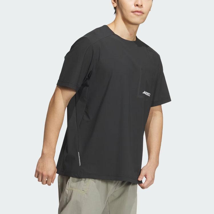 Adidas X National Geographic Letter Print Crew Neck Short Sleeve T-Shirt Men T-Shirts Black IS9520