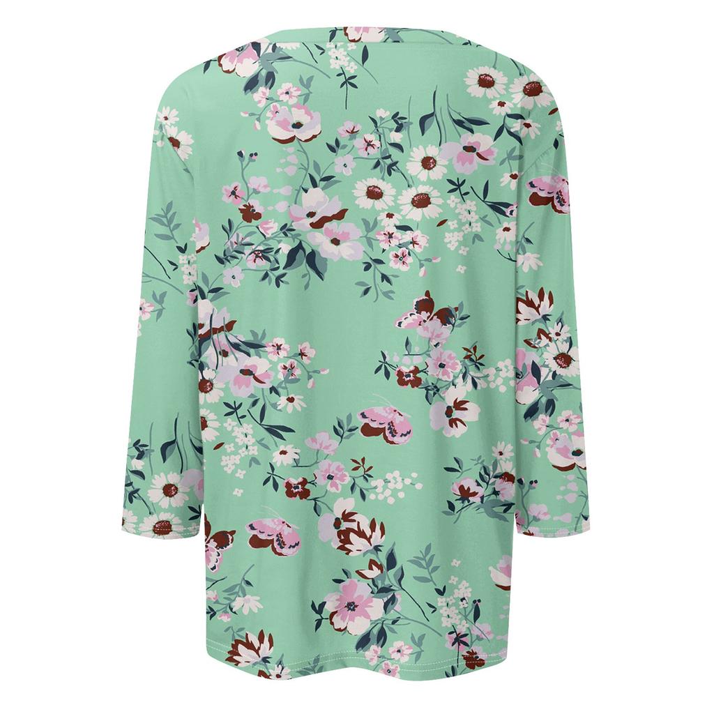 3/4-Ärmel-Shirts für Damen Print Grafik-T-Shirts Blusen Lässig Übergröße Basic Oberteile Pullover