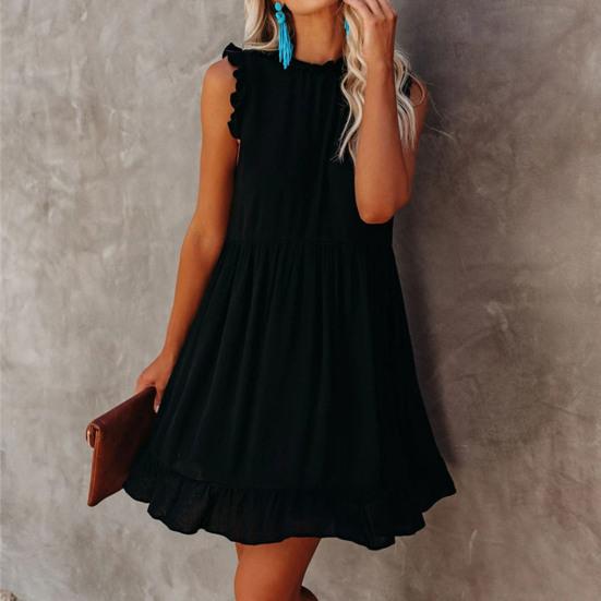 Dámské šaty plus size bez rukávů letní šaty elegantní vintage dámské volánové plážové modré mini šaty vestido