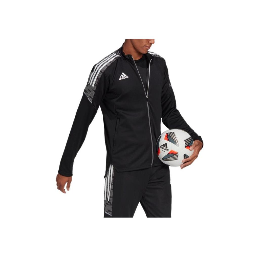 adidas Logo-Aufdruck Reißverschluss Trainingsjacke Herren Oberbekleidung Schwarz GH7129