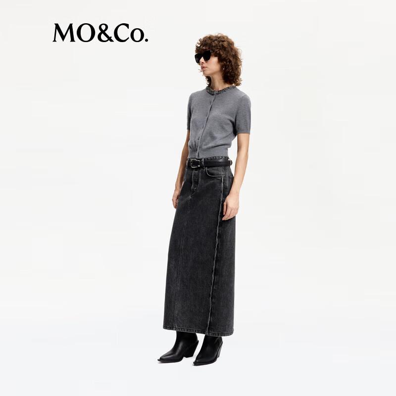 MO&Co. Embellished Wool Cashmere Knit Cardigan