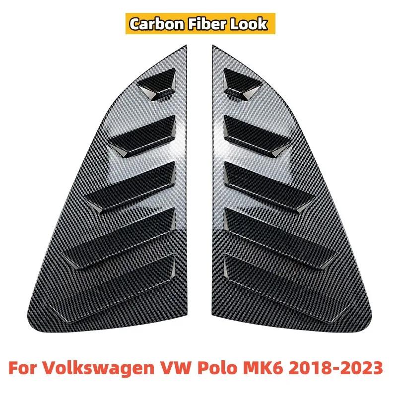 Glossy Black/Carbon Look Car Rear Window Shutter Cover Trim For Volkswagen VW Polo MK5 6R 6C 2011-2018 For VW Mk6 Polo 2018-