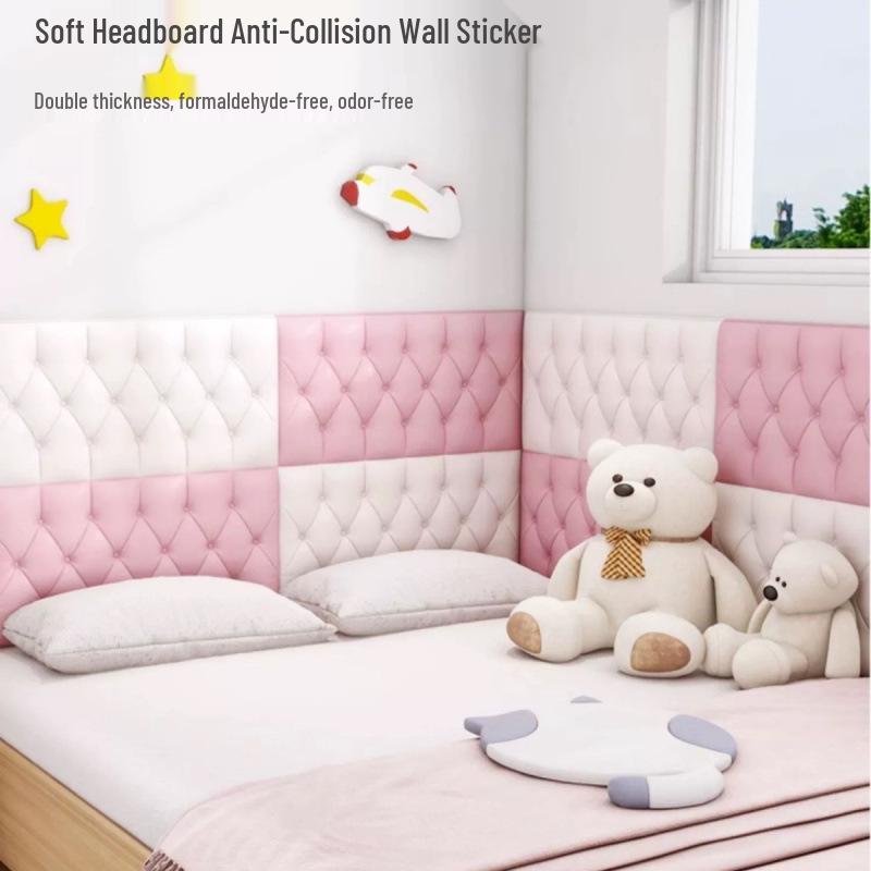 3D Soft Foam Self-Adhesive Wall Sticker for Kids – Anti-Collision, Tatami Style Headboard & Wall Surround Upholstery
