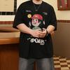 Cartoon Printed Versatile Stretch Fit Wrinkle Loose Men's Short Sleeve Fashion Short Sleeve Top Comfortable Lightweight T Shirt