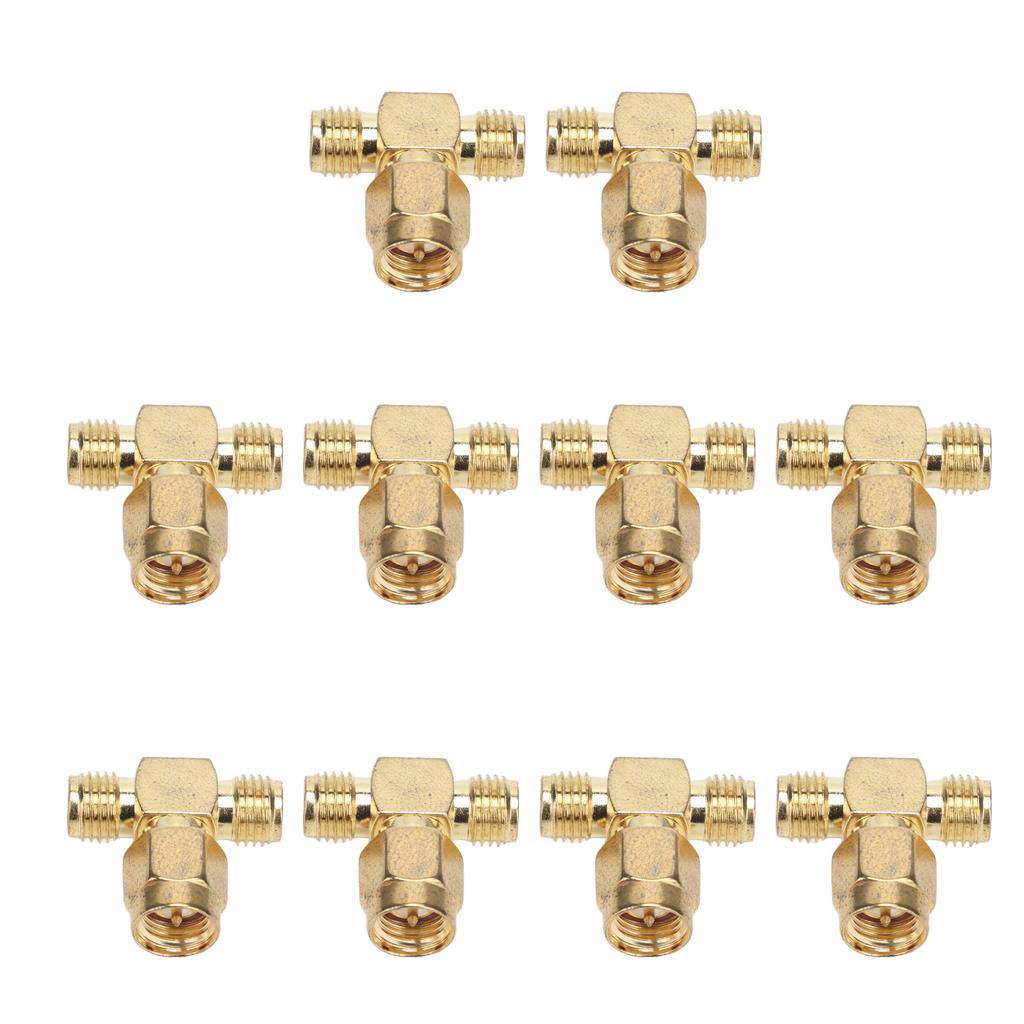 10 Pcs SMA Tee Adapter Wide Bandwidth OFC Radio Frequency Adapter SMA Coax Connector for GPS System