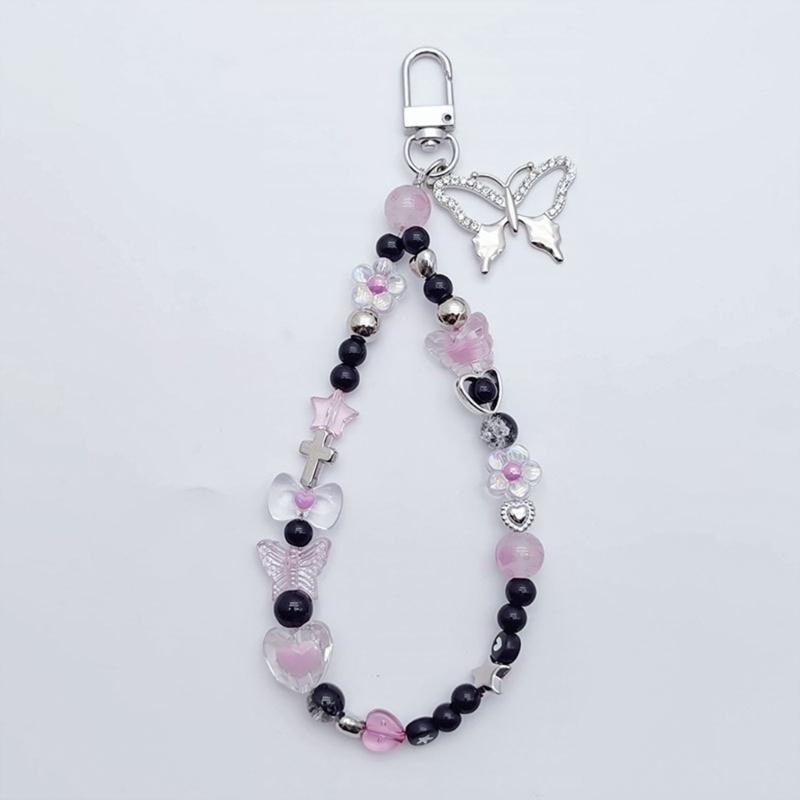 Stylish Phone Strap Trendy Phone Charm Portable Beaded Phone Chain Alloy Material Beads Phone Pendant for Girl and Women