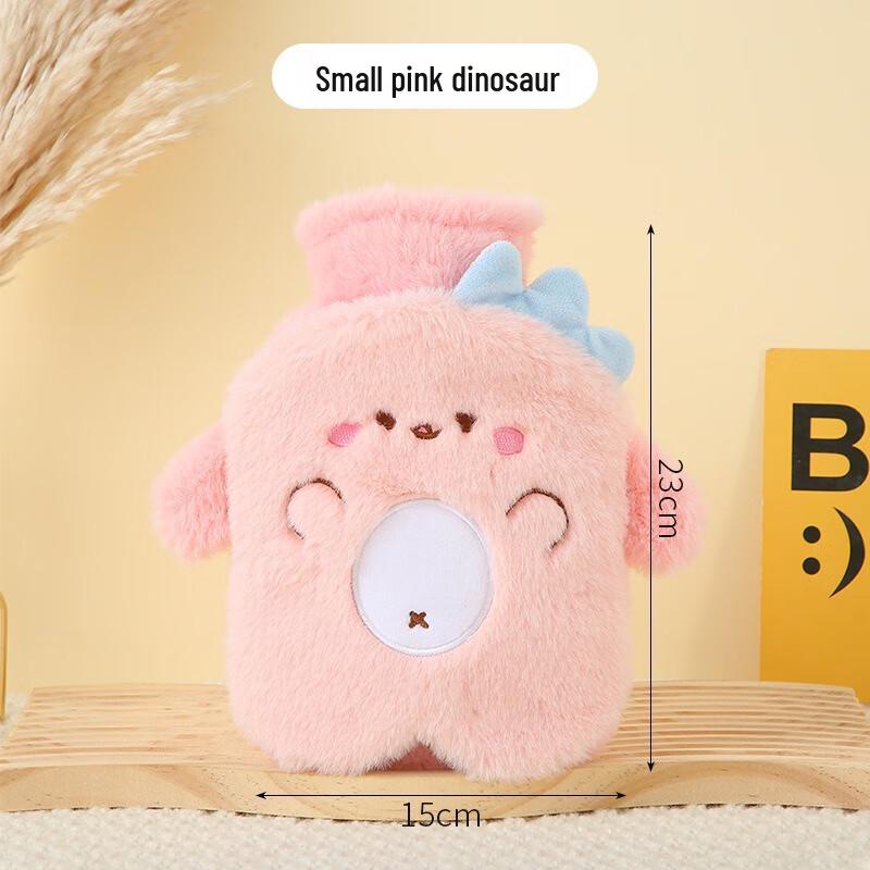Fumaiide Pink Dinosaur Plush Hot Water Bottle Hand Warmer (2-Pack)