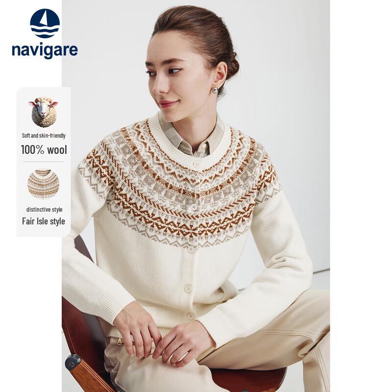 

Navigare Women s 2025 All Wool Fair Isle Knit Cardigan L