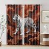 Set Of 2 Filtering Curtains Excluding Rods Non Movable Without Batteries Silver White Tiger Use Bedrooms Living Made Polyester Sleeping Area Window
